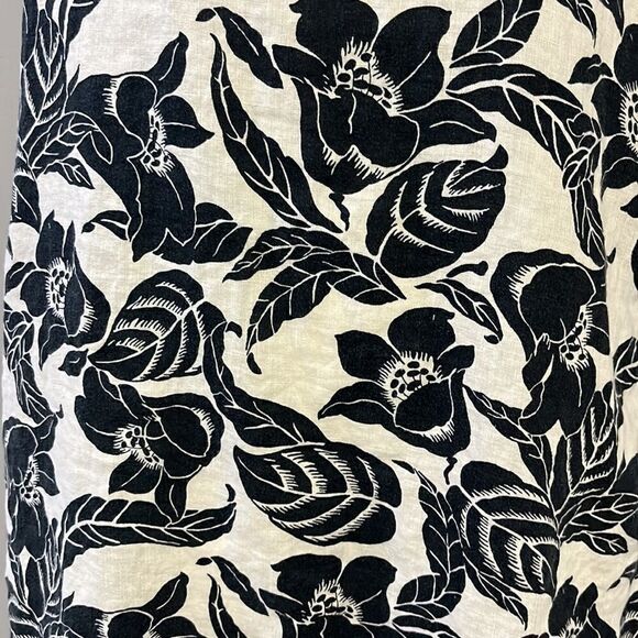 GAP Maternity Black and Cream 1/2 Button Down Floral Linen Smock Dress- Small - Picture 5 of 12